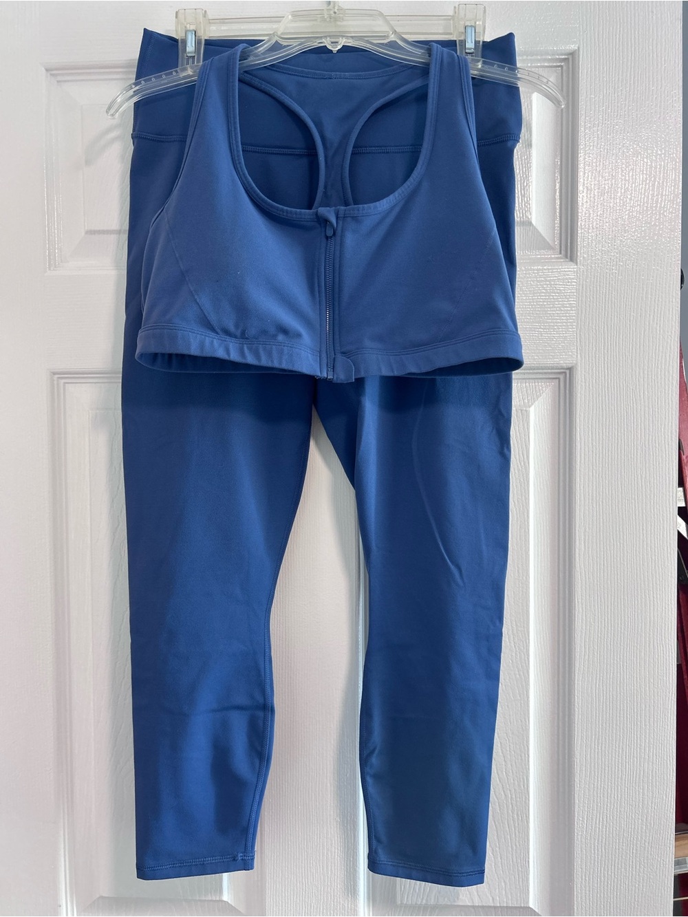 Fabletics Workout Set Blue Large Sports Bra and Leggings